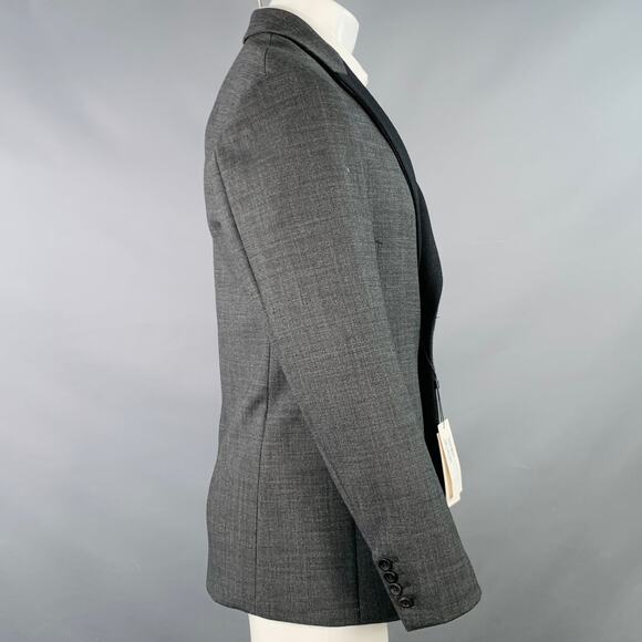 DIRK BIKKEMBERGS Size 36 Grey Black Polyester Wool Peak Lapel Sport Coat - Picture 3 of 11